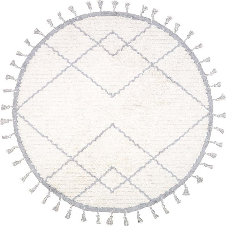 Bílo-šedý bavlněný ručně vyrobený koberec Nattiot