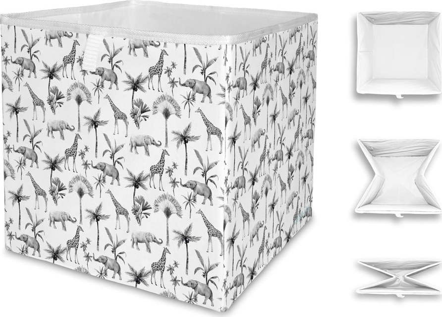 Bílo-šedý úložný box z mikrovlákna Butter Kings Safari Animals