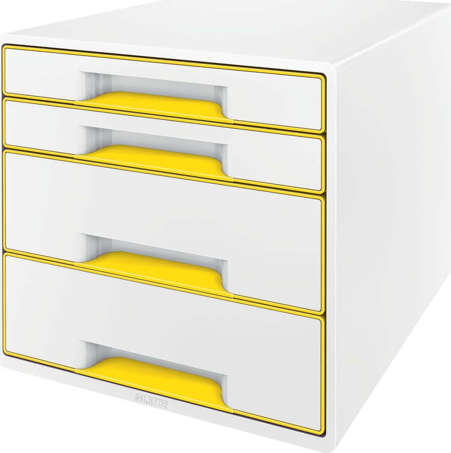 Bílo-žlutý zásuvkový box Leitz WOW CUBE