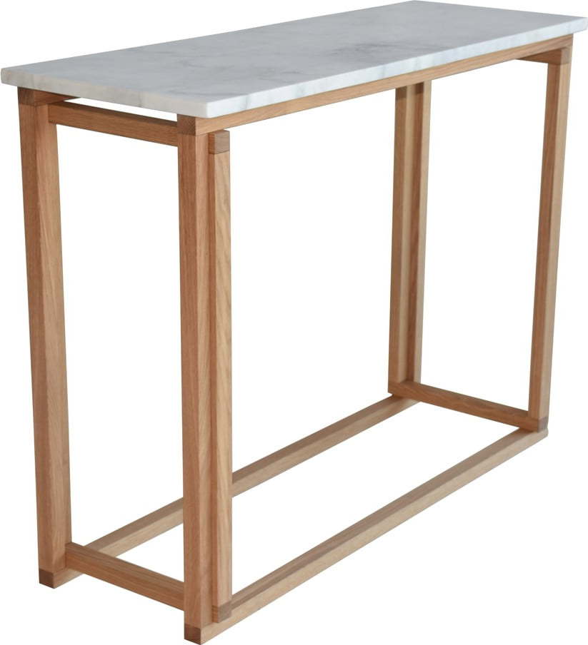 Bílý mramorový konferenční konferenční stolek s podnožím z dubového dřeva RGE Accent