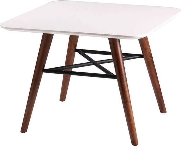 Bílý odkládací stolek s tmavě hnědým podnožím sømcasa Andy sømcasa