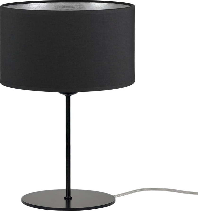 Černá stolní lampa s detailem ve stříbrné barvě Bulb Attack Tres S