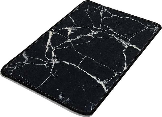 Černo-bílá koupelnová předložka s motivem mramoru Chilai Marble