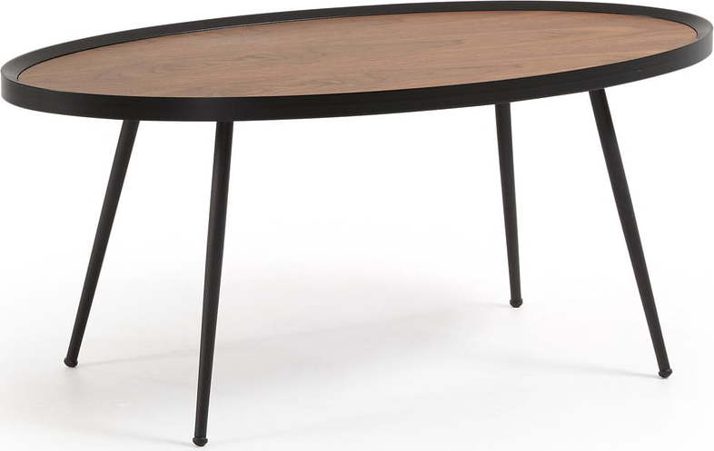 Černý konferenční stolek s deskou v ořechovém dekoru La Forma Kamelia Kave Home
