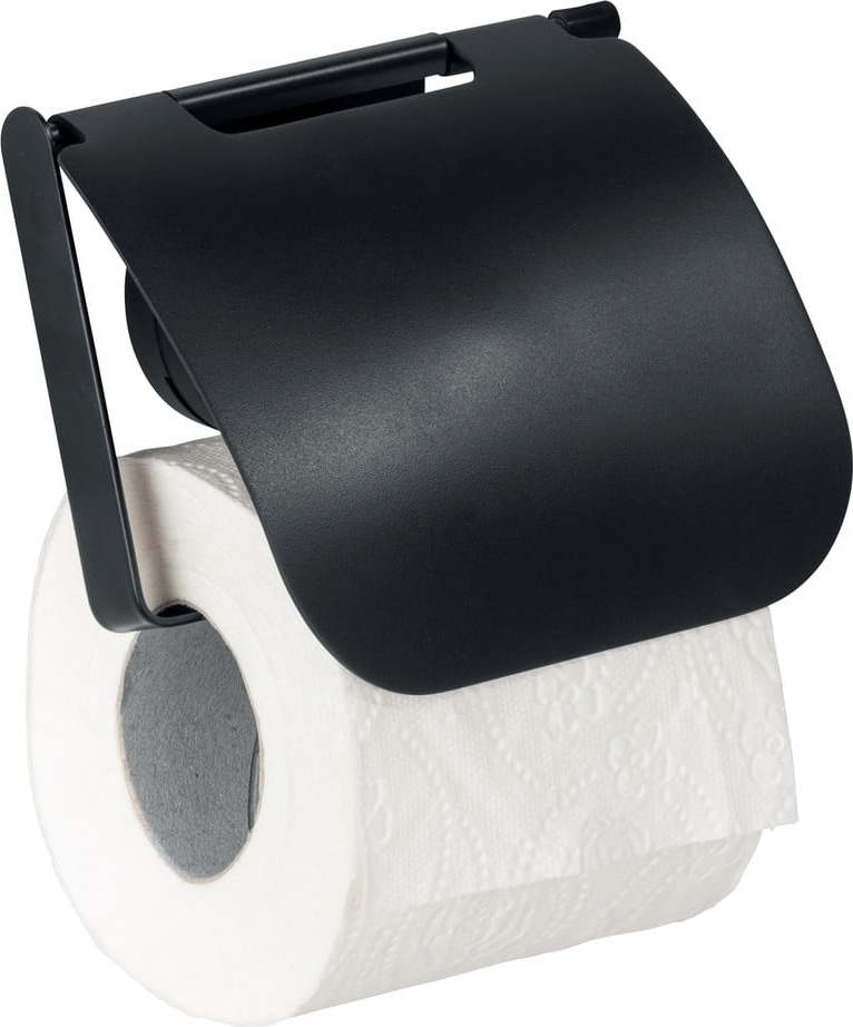 Černý nástěnný držák na toaletní papír Wenko Static-Loc® Plus WENKO