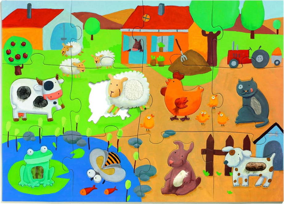 Dětské hmatové puzzle Djeco Farma DJECO