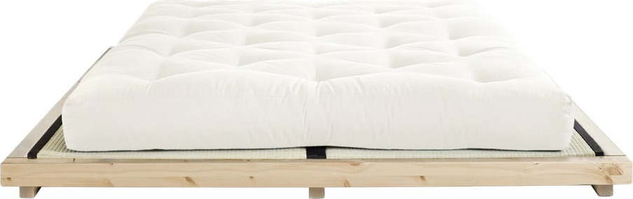 Dvoulůžková postel z borovicového dřeva s matrací a tatami Karup Design Dock Comfort Mat Natural Clear/Natural