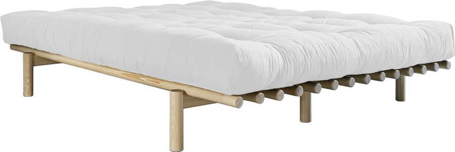 Dvoulůžková postel z borovicového dřeva s matrací Karup Design Pace Double Latex Natural Clear/Natural