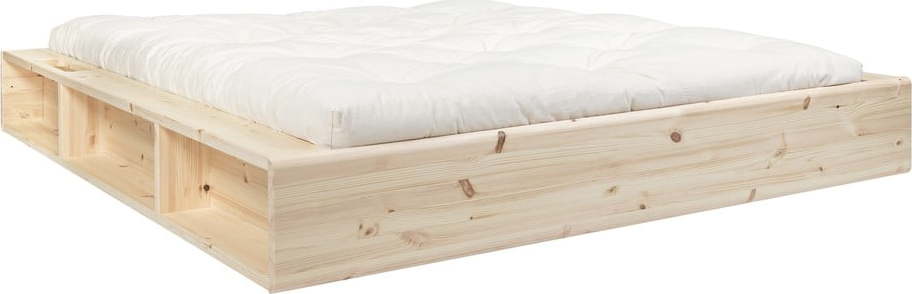 Dvoulůžková postel z masivního dřeva s úložným prostorem a futonem Double Latex Karup Design