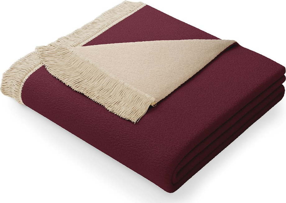 Fialovo-béžová deka s příměsí bavlny AmeliaHome Franse