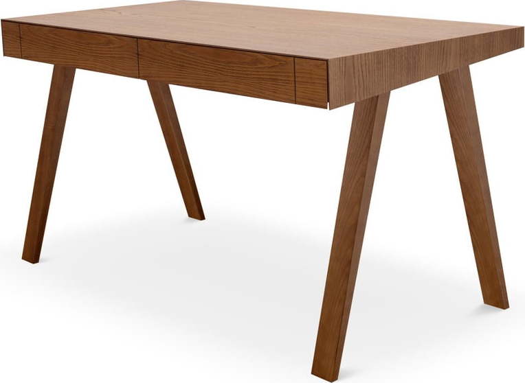 Hnědý psací stůl s nohami z jasanového dřeva EMKO 4.9