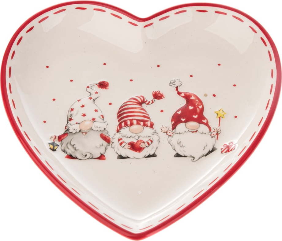 Keramický talíř s vánočním motivem ve tvaru srdce Dakls Dakls