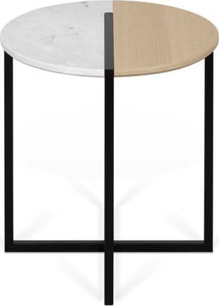 Odkládací stolek s deskou z dubového dřeva a mramoru TemaHome Sonata