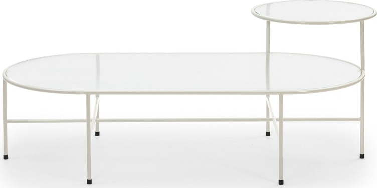 Krémově bílý konferenční stolek se skleněnou deskou Teulat Nix Teulat