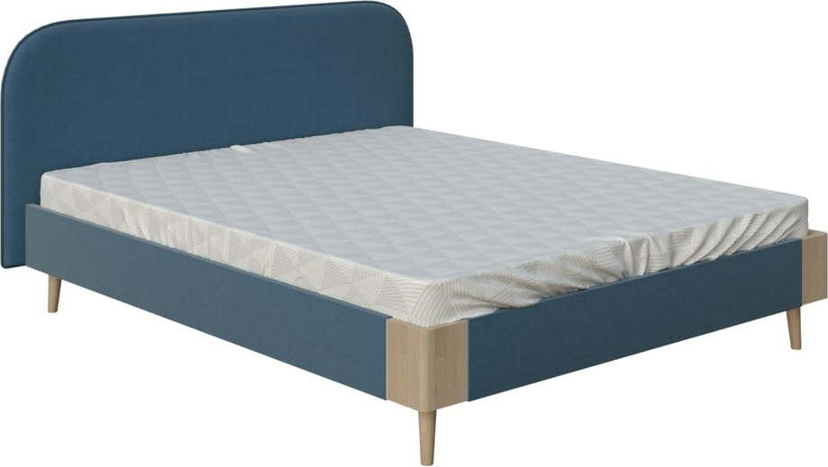Modrá dvoulůžková postel ProSpánek Lagom Plain Soft
