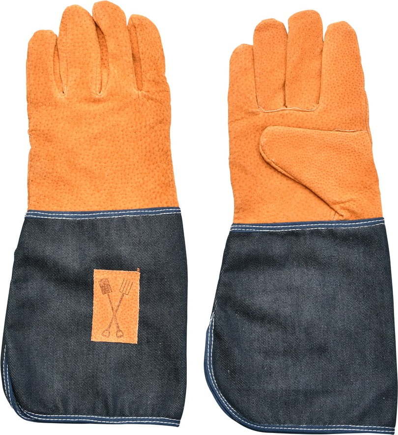Modro-oranžové zahradnické rukavice s ochranou zápěstí Esschert Design Denim Esschert Design