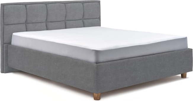 Modrošedá dvoulůžková postel s roštem a úložným prostorem ProSpánek Karme