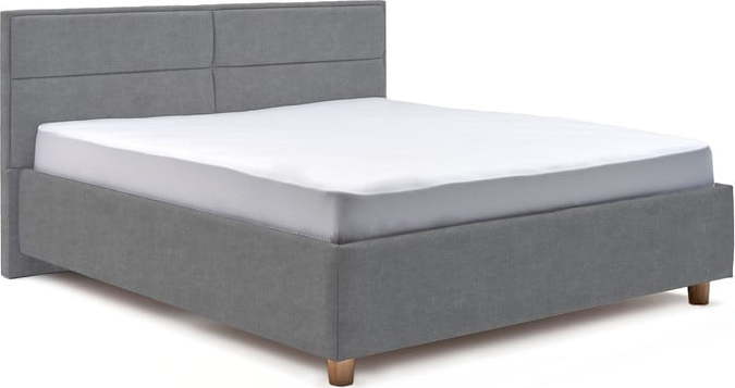 Modrošedá dvoulůžková postel s úložným prostorem ProSpánek Grace