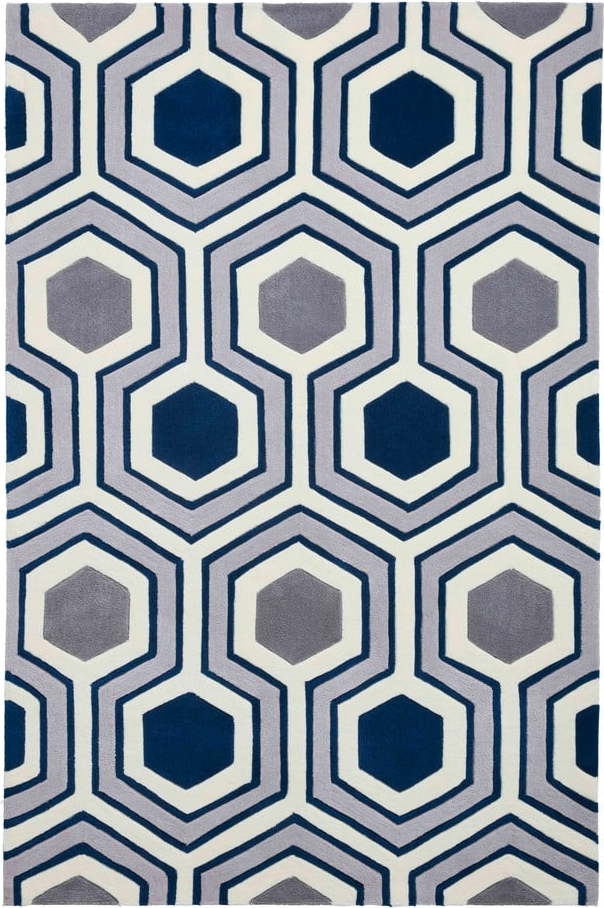 Modrý koberec Think Rugs Hong Kong Hexagon