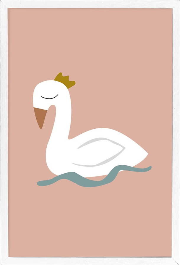 Nástěnný plakát v bílém rámu Bloomingville Mini Xander Swan