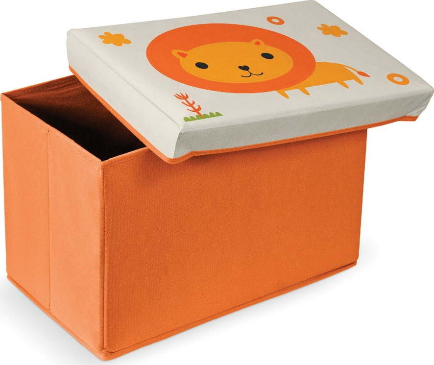 Oranžová podnožka s úložným prostorem Domopak Lion Domopak