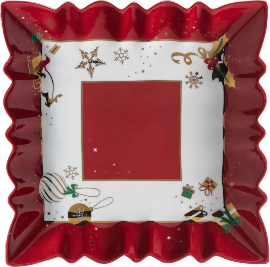Porcelánový servírovací talíř s vánočním motivem Brandani Alleluia New Bone