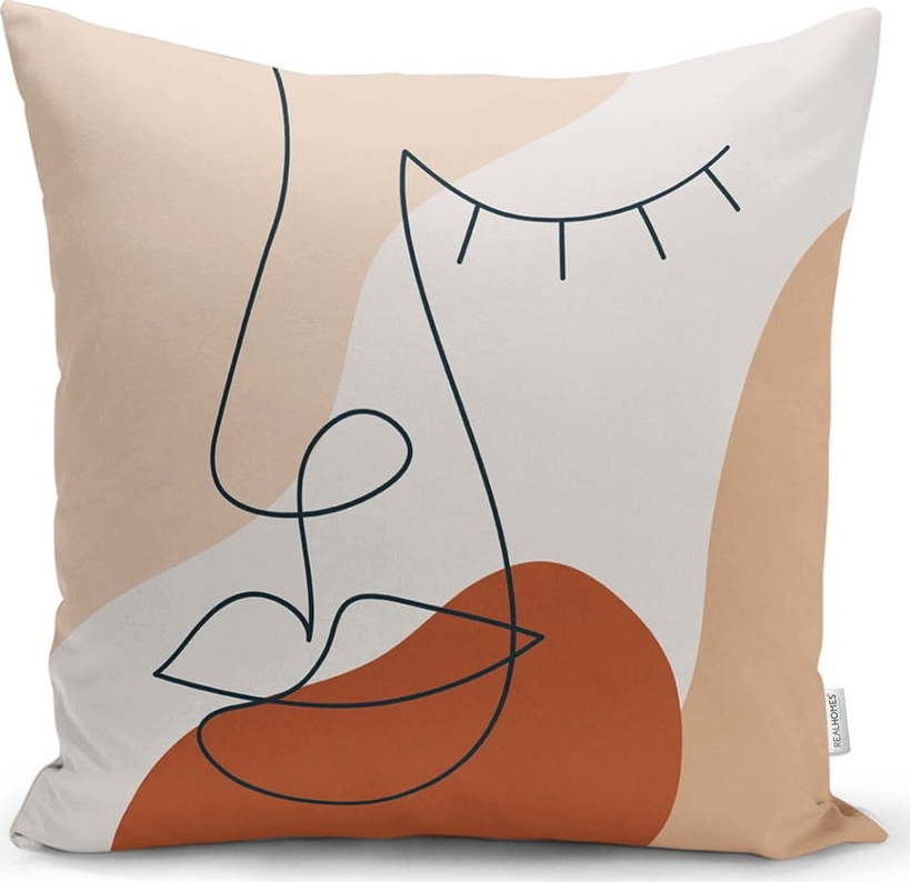 Povlak na polštář Minimalist Cushion Covers Drawing Face Pastel