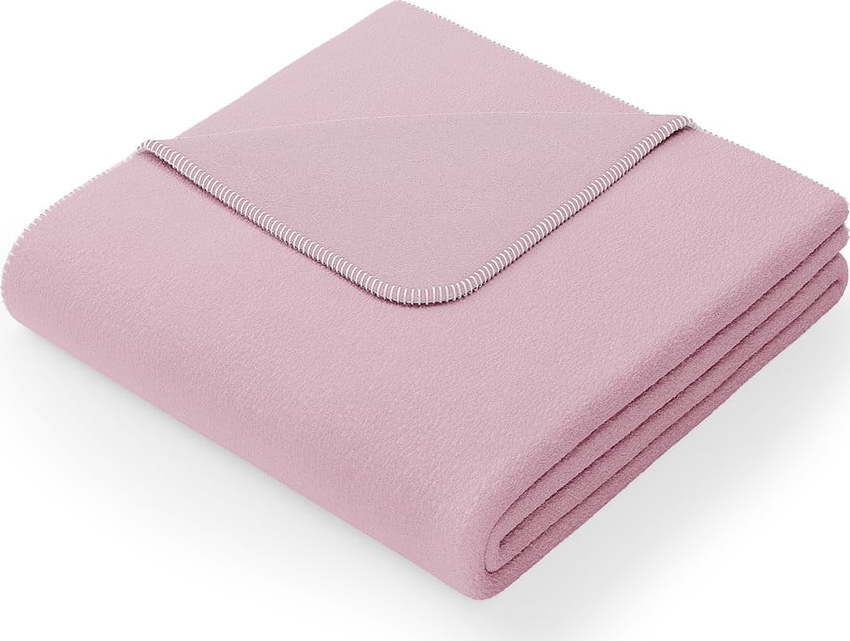Pudrově růžová deka s příměsí bavlny AmeliaHome Virkkuu