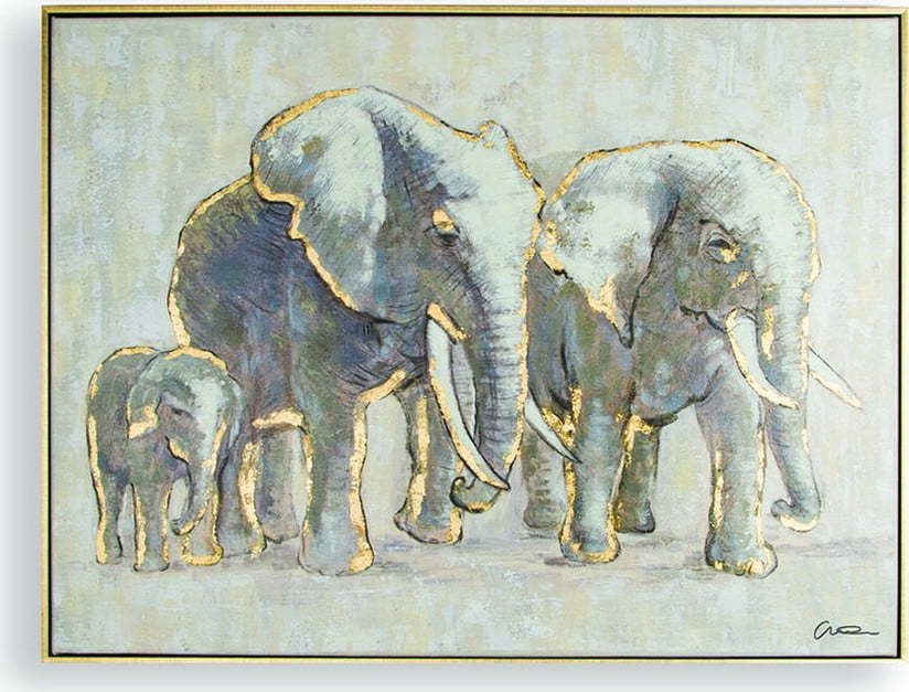 Ručně malovaný obraz Graham & Brown Elephant Family