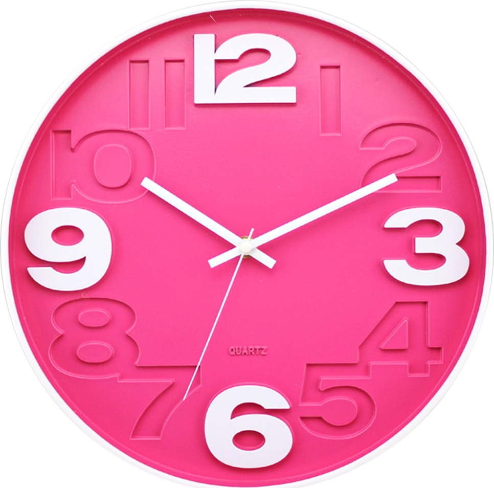 Růžové nástěnné hodiny Postershop Matt