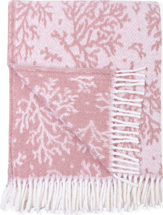 Růžový pléd s podílem bavlny Euromant Coral