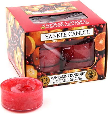 Sada 12 vonných svíček Yankee Candle Mandarinky s Brusinkou