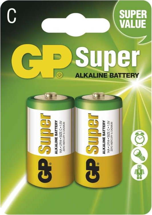 Sada 2 alkalických baterií EMOS GP Super C Emos