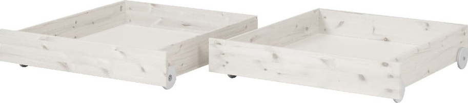 Sada 2 bílých úložných zásuvek z borovicového dřeva k dětské posteli Flexa Classic Flexa