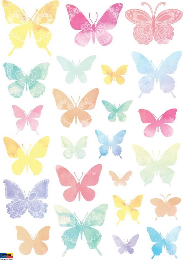 Sada 24 samolepek Ambiance Artistic Butterflies Ambiance