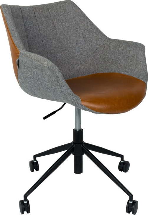 Šedá kancelářská židle s hnědým detailem Zuiver Doulton Zuiver