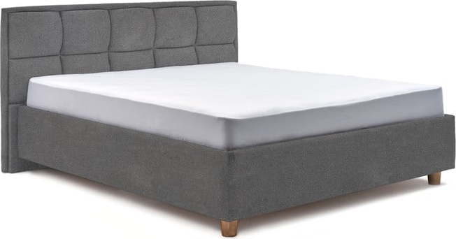 Světle šedá dvoulůžková postel s úložným prostorem ProSpánek Karme