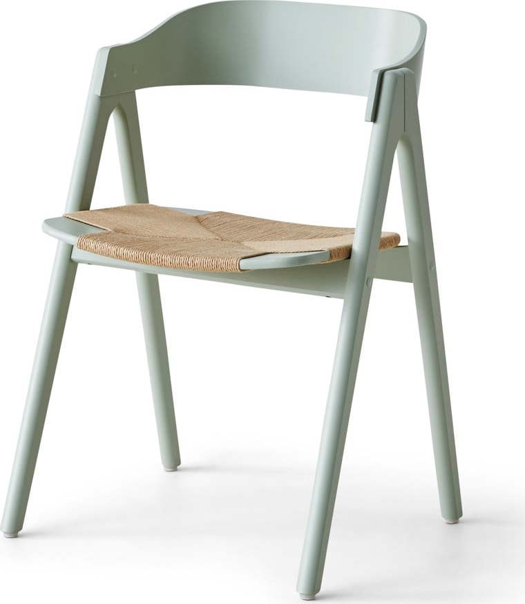 Světle zelená jídelní židle z bukového dřeva s ratanovým sedákem Findahl by Hammel Mette Hammel