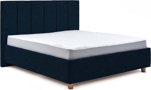 Tmavě modrá dvoulůžková postel s roštem a úložným prostorem ProSpánek Wega