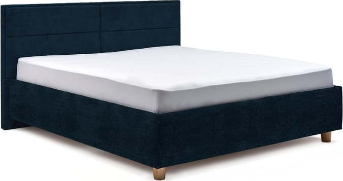 Tmavě modrá dvoulůžková postel s roštem a úložným prostorem ProSpánek Grace