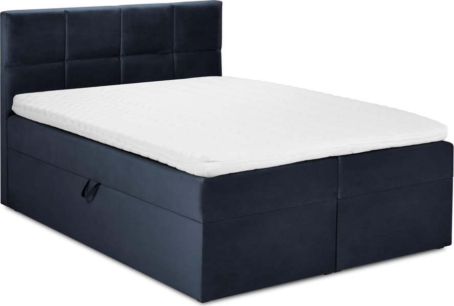 Tmavě modrá sametová dvoulůžková postel Mazzini Beds Mimicry