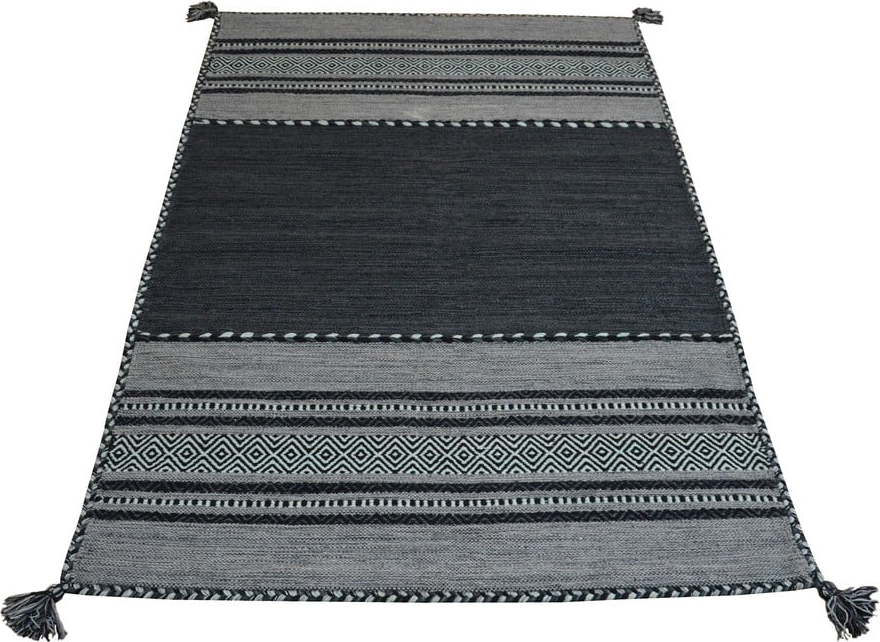 Tmavě šedý bavlněný koberec Webtappeti Antique Kilim
