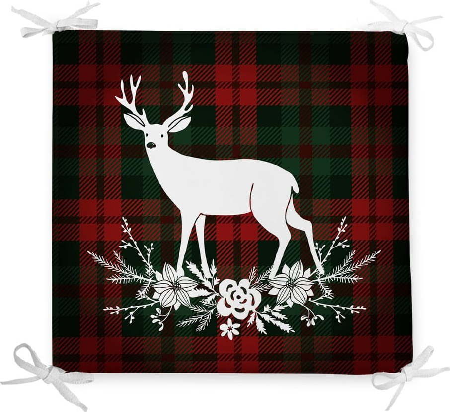 Vánoční podsedák s příměsí bavlny Minimalist Cushion Covers Tartan Merry Christmas