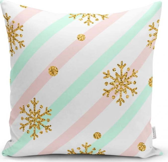 Vánoční povlak na polštář Minimalist Cushion Covers Pinky Snowflakes