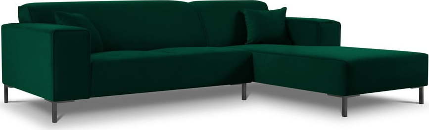 Zelená sametová rohová pohovka Cosmopolitan Design Siena