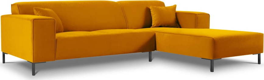 Žlutá sametová rohová pohovka Cosmopolitan Design Siena