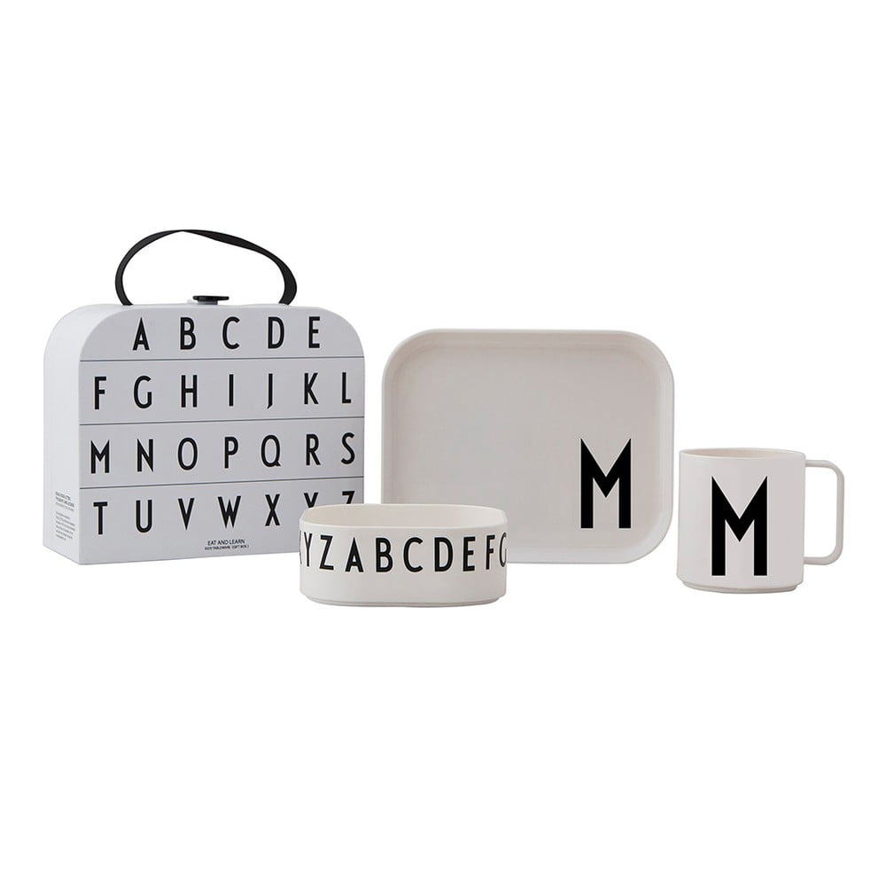 3dílný dětský jídelní set s kufříkem Design Letters Classics M Design Letters