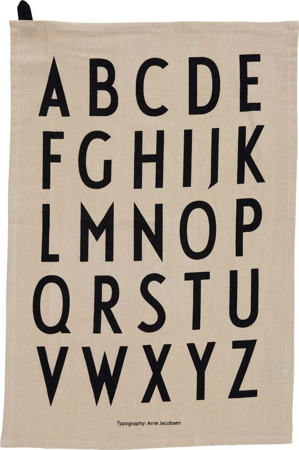 Béžová bavlněná utěrka Design Letters Alphabet