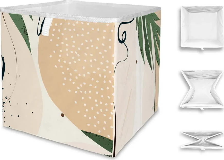 Béžový úložný box z mikrovlákna Butter Kings Abstract Dark, 32 l