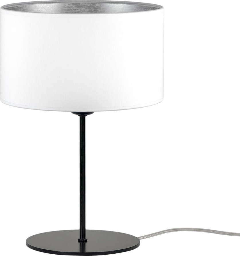 Bílá stolní lampa s detailem ve stříbrné barvě Bulb Attack Tres S